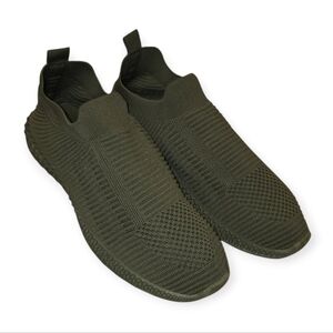TAXI Knit Slip On Sneakers Olive Green Stretch Comfort Shoes Womens 10